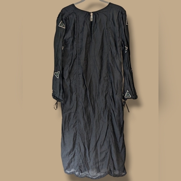 Rujuta Sheth Black Embroidered Silk Cotton Blend Flowy Midi Tanya Dress - Picture 3 of 14